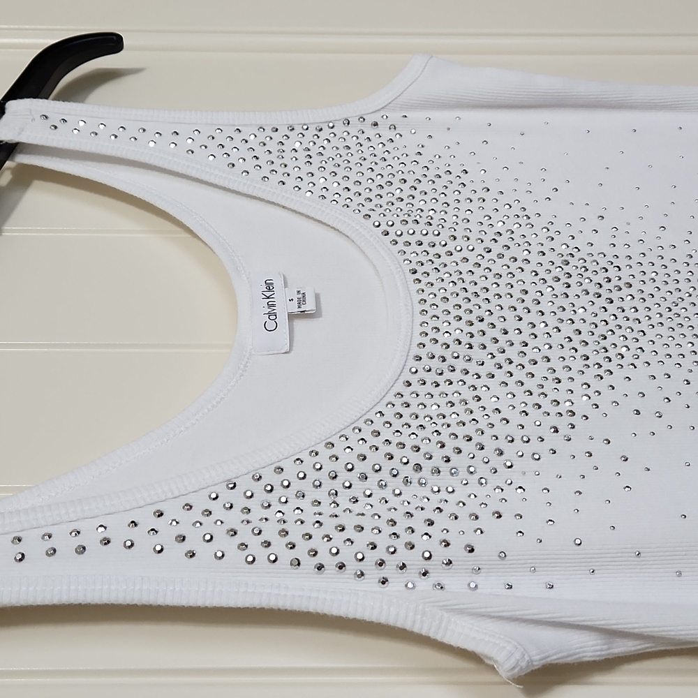 White Tank Top with Silver Bling